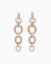 DY Mercer® Melange Linked Drop Earrings in Sterling Silver with 18K Rose Gold and Diamonds, 68mm